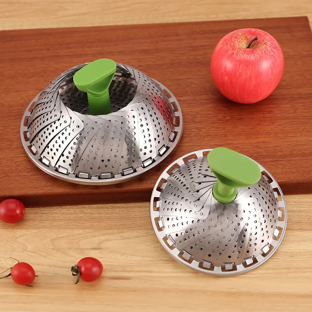 Vegetable Steamer Basket for Cooking Food,Folding Expandable Steaming Insert with Extendable Handle Fits Various Size Pot