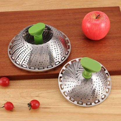 Vegetable Steamer Basket for Cooking Food,Folding Expandable Steaming Insert with Extendable Handle Fits Various Size Pot