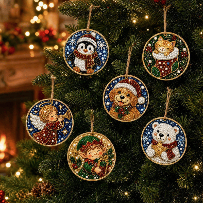 🔥Only $16.99 Last Day Promotion!🎄Christmas DIY Diamond Painting Ornaments Kit (6 PCS)🎅