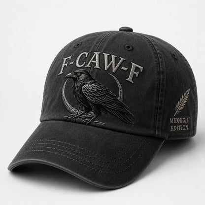 F-CAW-F Midnight Edition Raven Cap – Vintage Washed Embroidered Crow Hat