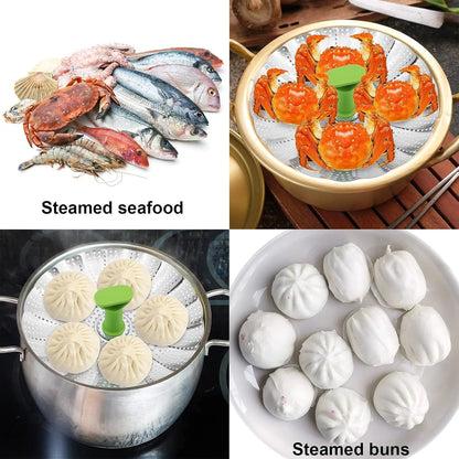 Vegetable Steamer Basket for Cooking Food,Folding Expandable Steaming Insert with Extendable Handle Fits Various Size Pot