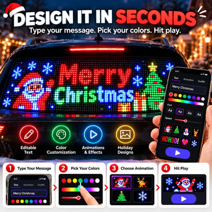 🚗🎄 Smart LED Pixel Car Display — App-Controlled Custom Text, Colors & Animations