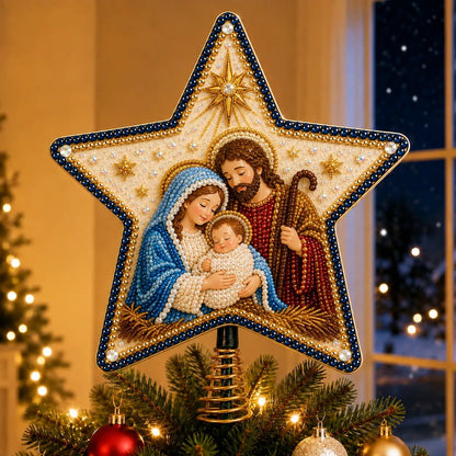 ✝️ Beginner-Friendly Christian Faith Pearl Diamond Art Christmas Tree Topper DIY Kit | Complete Set with Printed Base, Pearl & Crystal Pieces, Application Tools & Step-by-Step Guide Included 💕