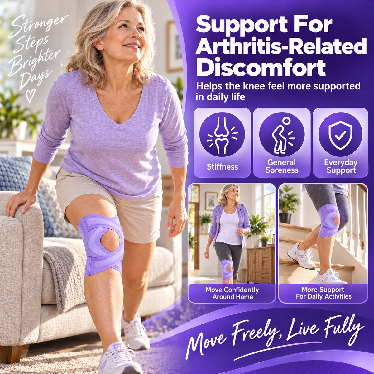 Open-Patella Adjustable Knee Support Wrap