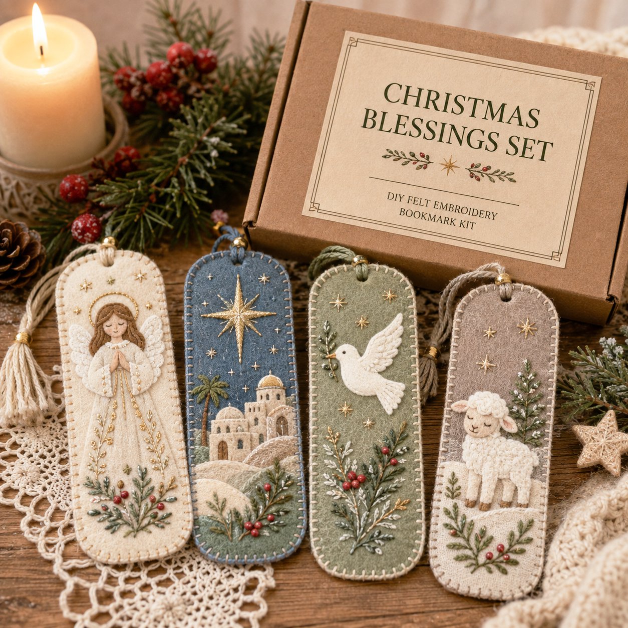 🎄 DIY Felt Embroidery Bookmark Kit