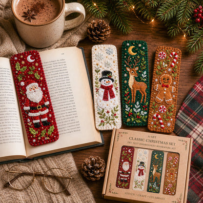🎄 DIY Felt Embroidery Bookmark Kit