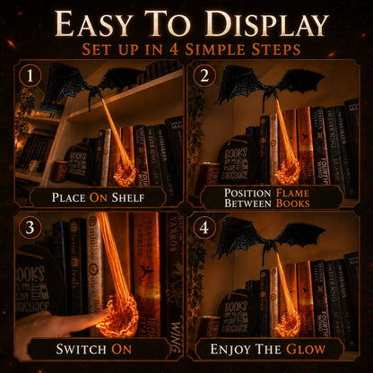 🔥Last Day 50% OFF - 🐉Light-Up Dragon Fire Bookshelf Lamp