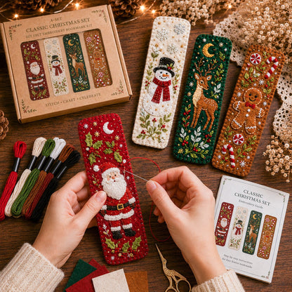 🎄 DIY Felt Embroidery Bookmark Kit