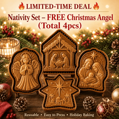 ✝️ Faith & Nativity Christmas Mini Pie Mold Collection | Reusable Embossed Molds for Shaping Detailed Praying Jesus, Nativity Stable and so on Pies🥧✨