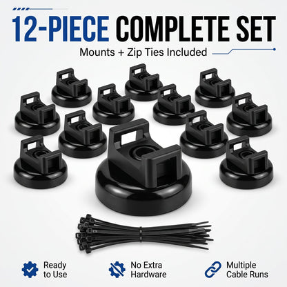 🔥HOT SALE🔥🧲 12 Pack Heavy Duty Magnetic Zip Tie Mounts for Cable Management