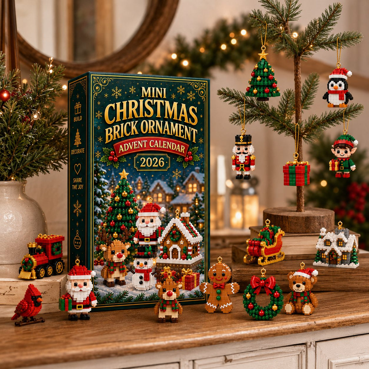 ⏳ Last day to save 50% – 🎄 24-Day 3D Mini Christmas Ornament Advent Calendar | 24 unique festive 3D buildable designs with hanging loops—perfect for decorating Christmas trees, wreaths, and holiday displays 🧱