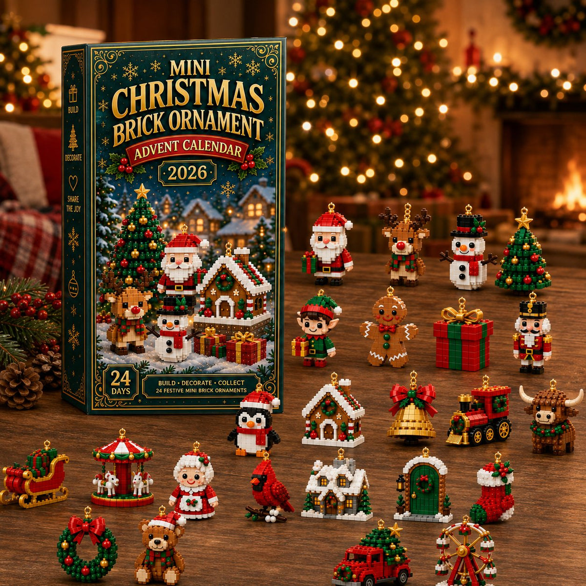 ⏳ Last day to save 50% – 🎄 24-Day 3D Mini Christmas Ornament Advent Calendar | 24 unique festive 3D buildable designs with hanging loops—perfect for decorating Christmas trees, wreaths, and holiday displays 🧱